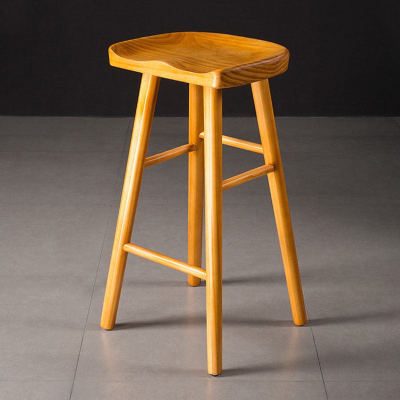 Contemporary Wood Barstool Wood Counter Stool in Matte Finish for Indoor