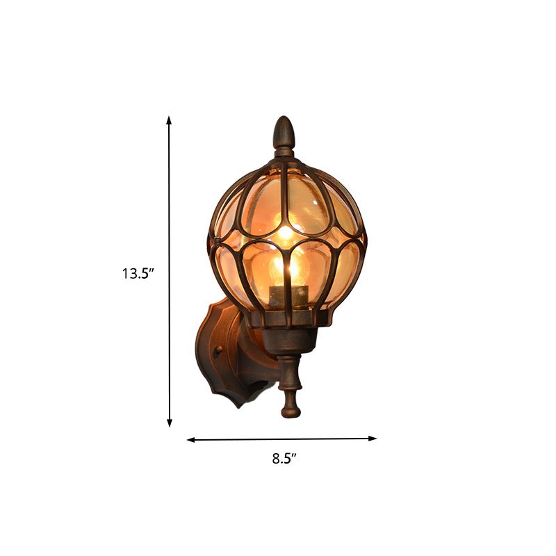 Globe Living Room Wall Lightture Industrial Amber Verre 1 Light Black / Gol