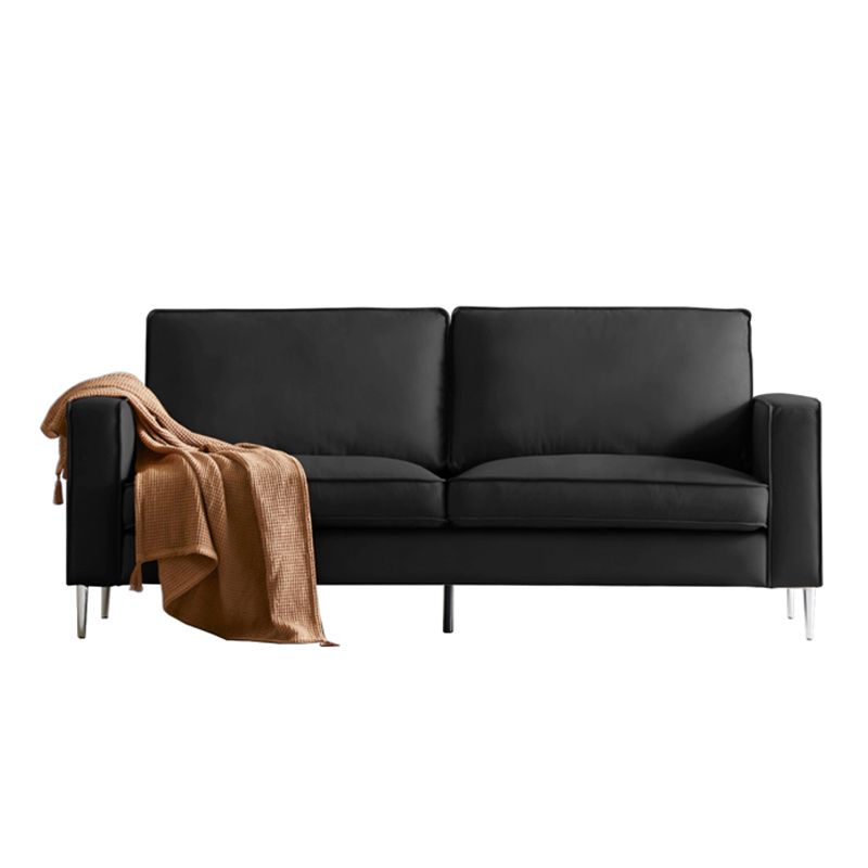 Cushions Faux Leather Square Arm Sofa with Stain Resistant and Waterproof