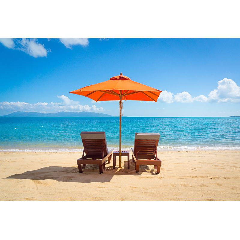 Stunning Beach Landscape Mural Wallpaper for Sitting Room, Soft Color, Custom Print