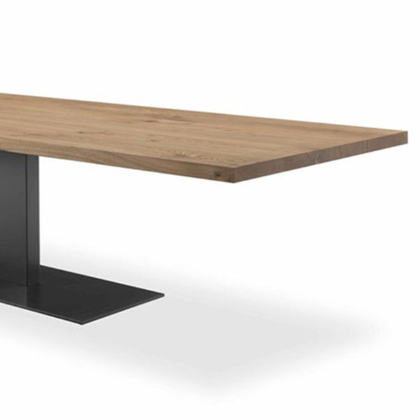 Industrial Pine Wood Dining Table Rectangle Kitchen Table with Metal Pedestal Base