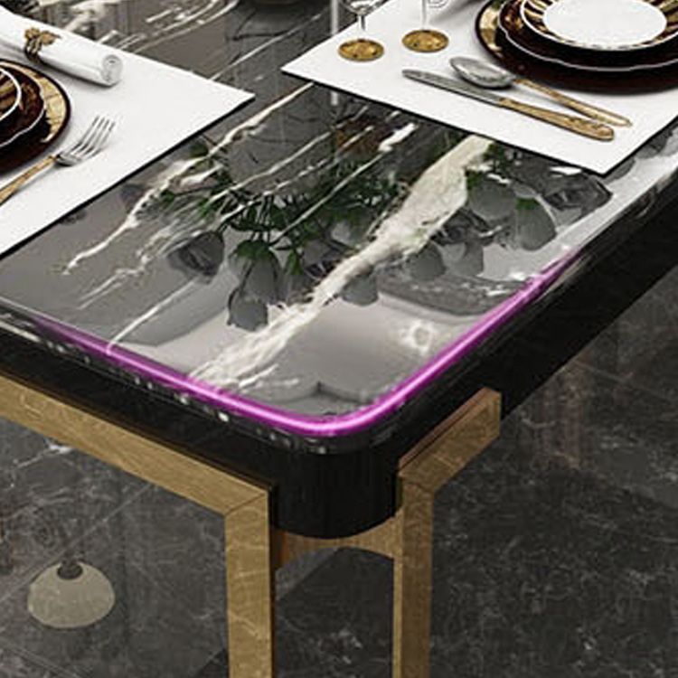 Stone Top Dining Table Traditional Luxury Rectangle Table with 4 Legs