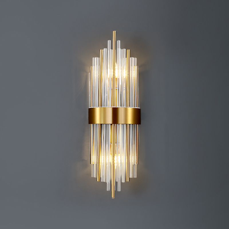 2 luces Diclas de pared Moderna Moderna de forma única Luz de montaje de pared de cristal en latón