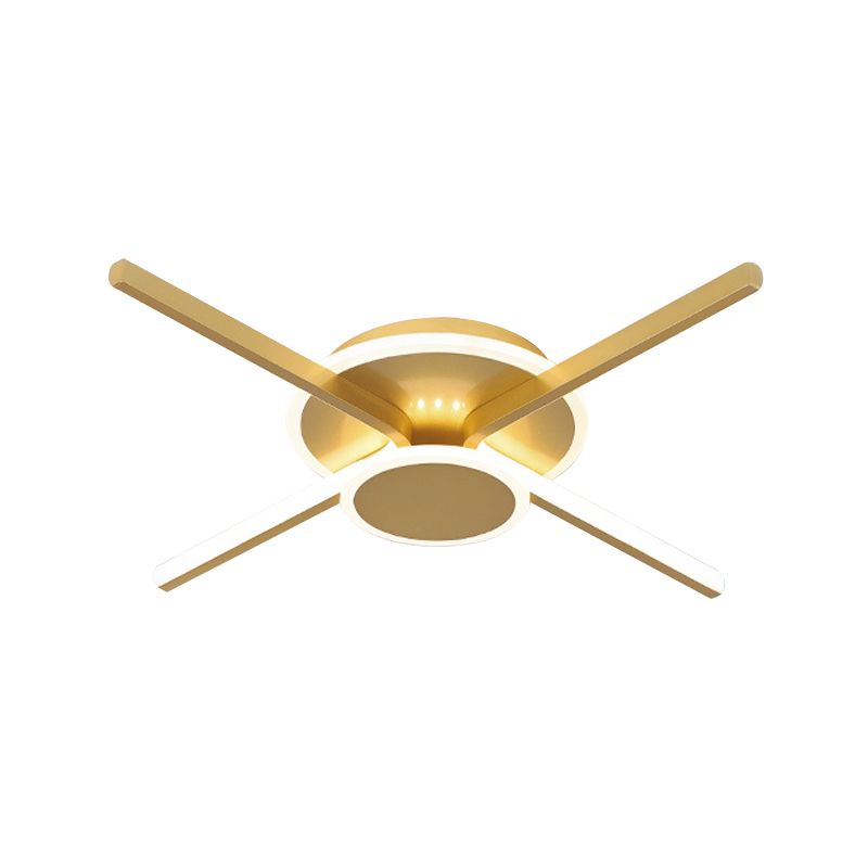 Minimalist Ray Shaped Flushmount Lighting Metallic Hotel LED Ceiling Mounted Lamp in Warm/White Light, 19.5"/24.5" Wide