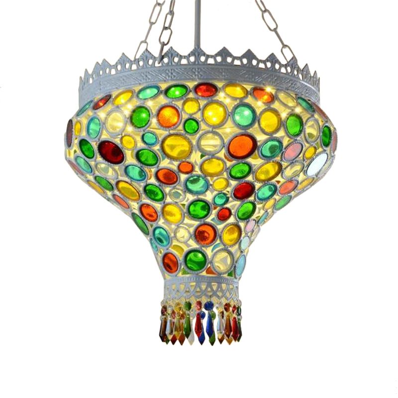 Boheemse ui hangende lamp armatuur 1 licht metalen druppel hanger in wit voor restaurant