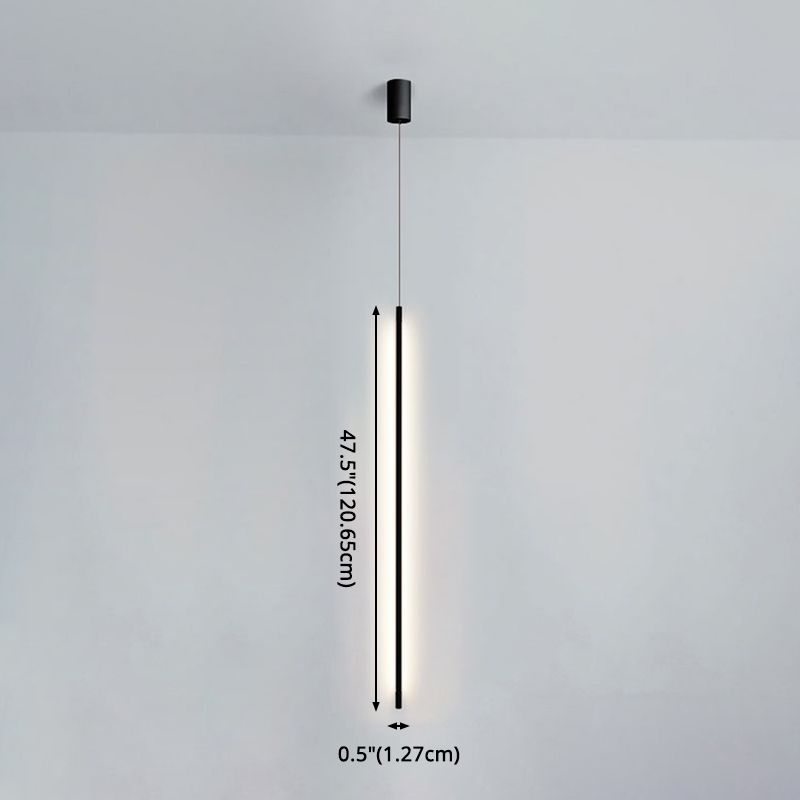 Black Aluminum New Modern Hanging Ceiling Light Linear 1-Light Pendant Light for Bedroom