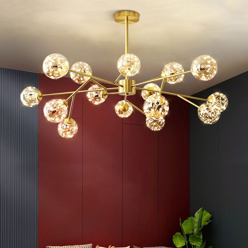 Spherical Branch Hanging Lights Modern Style Glass Hanging Lighting for Bedroom