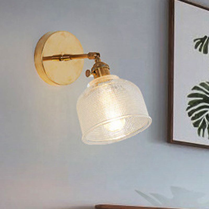 Klare prismatische Glas Kuppel Wandleuchte Industrie 1 Licht Schlafzimmer Beleuchtung