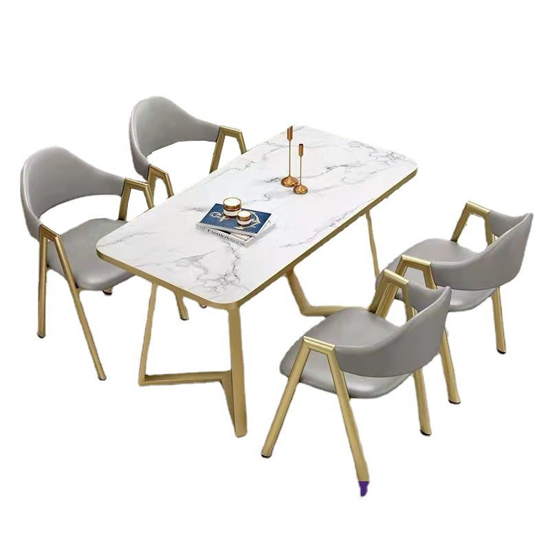 Dinner Room Dining Table Kitchen Luxury Stone Metal Base Dining Table