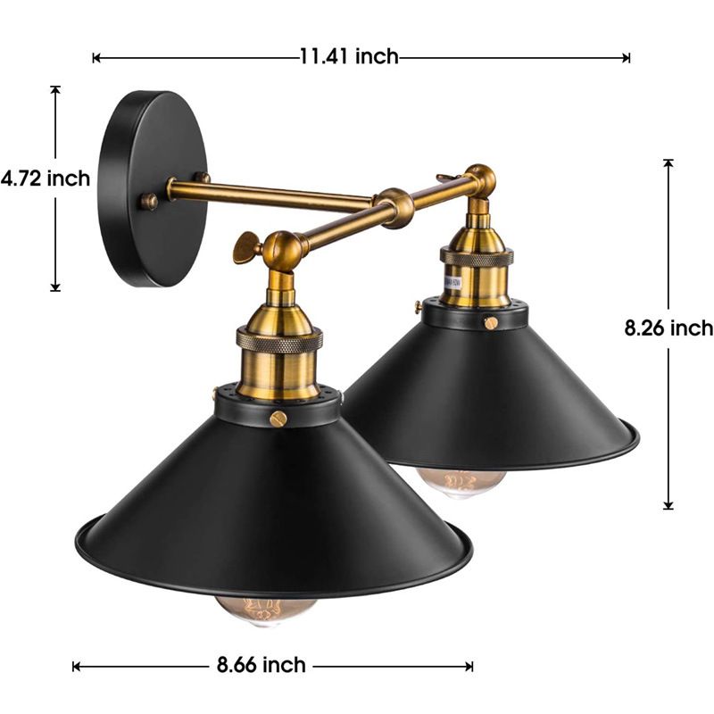 Konischer Schatten Waschtisch Wandleuchte Retro Industrial Style Metal 2 Licht Waschtischlicht