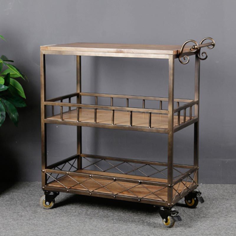 Contemporary Wood Kitchen Island Table Stationary Kitchen Island Table with Open Storage