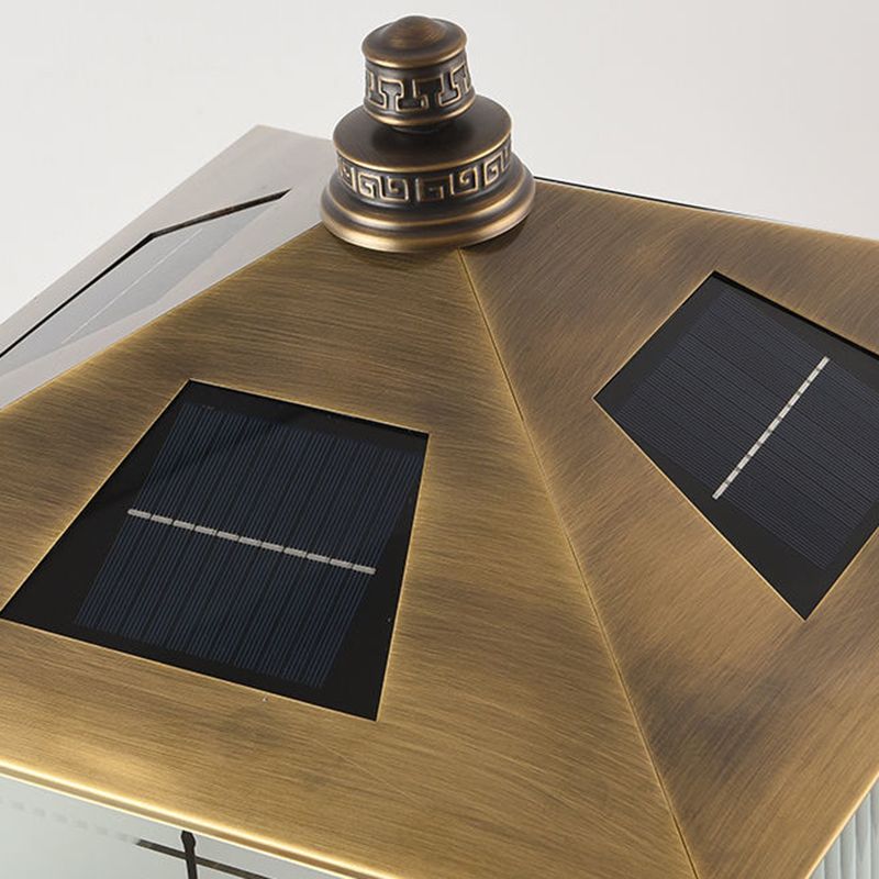 Metal Rectangle Shape Outdoor Lamp Modern Style 1-Light Solar Pillar Light