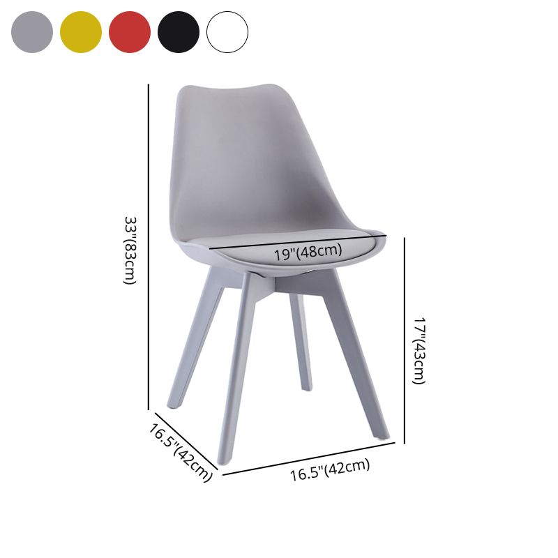 Minimalistischer Stil Plastik Ess -Armless Stuhl Polsterte feste Rückenstühle für Zuhause gepolstert