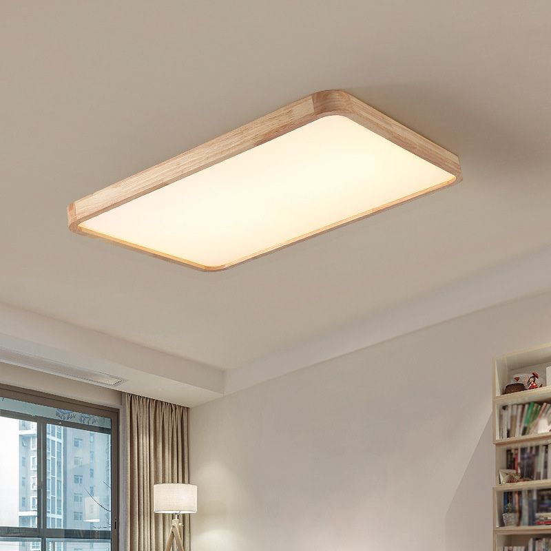Modern Simple Style Geometric Flush Mount Lighting Wooden Flush Ceiling Light