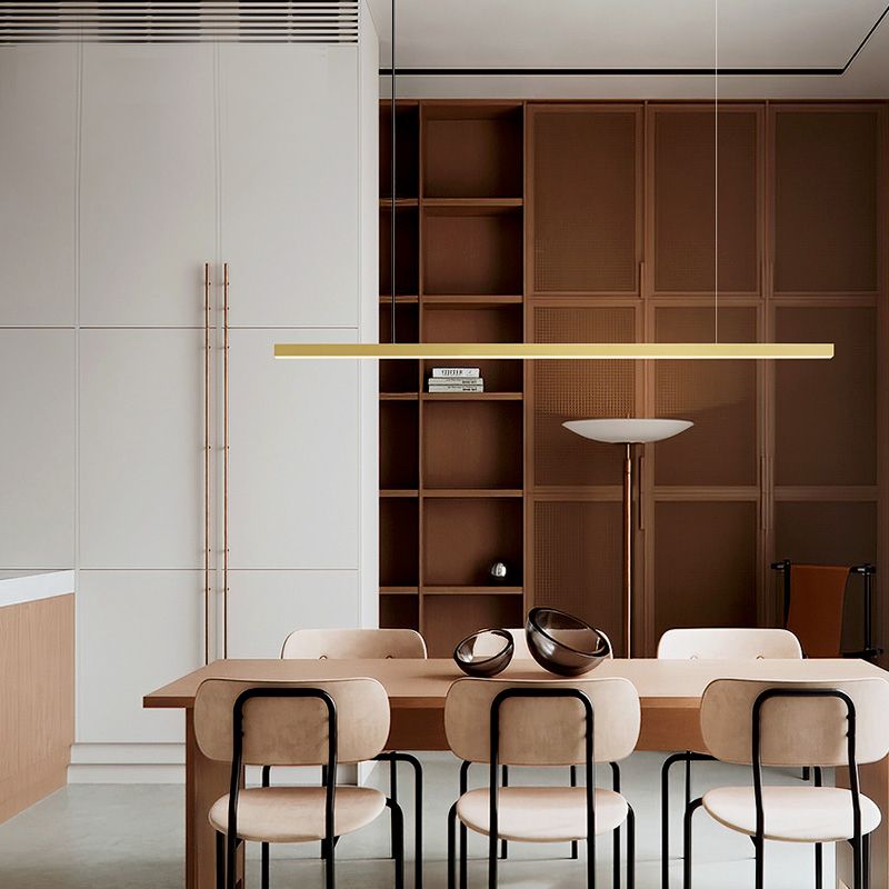 Luz de colgante de cocina contemporánea lineal lámpara de lámpara de metal 1 luz