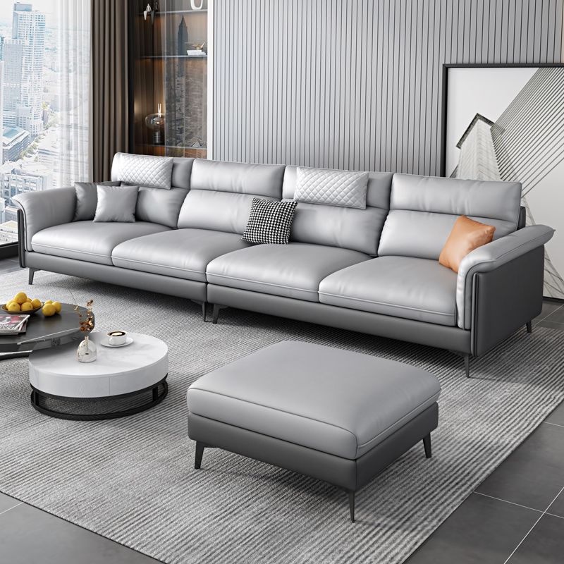 Contemporary Reversible Ottoman Sectional with Pillowed Back for Four People