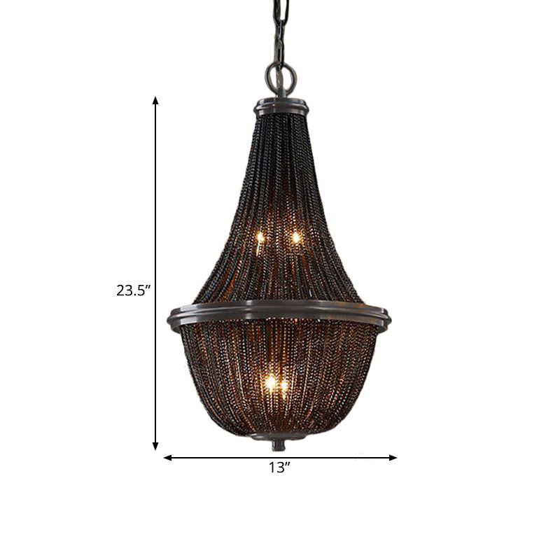 Basket Metal Chandelier Light Traditional 6/8 Lights Dining Room Suspension Pendant in Black, 13"/17"/21" Wide