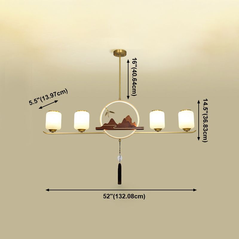 Simplicidad moderna Cilindro Luces de la isla de la isla Luces colgantes de vidrio blanco