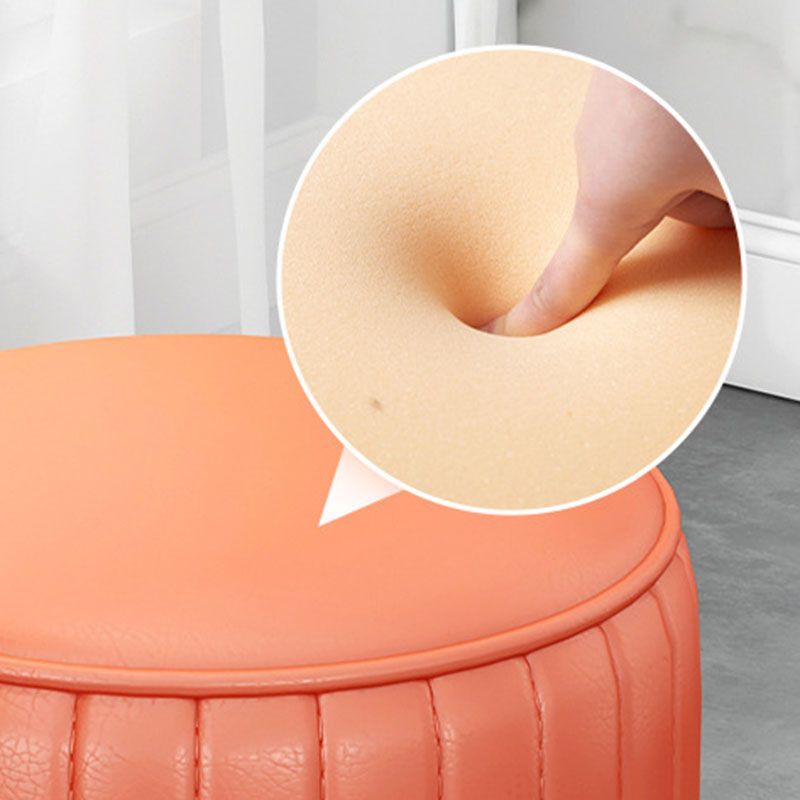 Solid Color Leather Standard Stool Modern Style Simple Round Cushion Stool