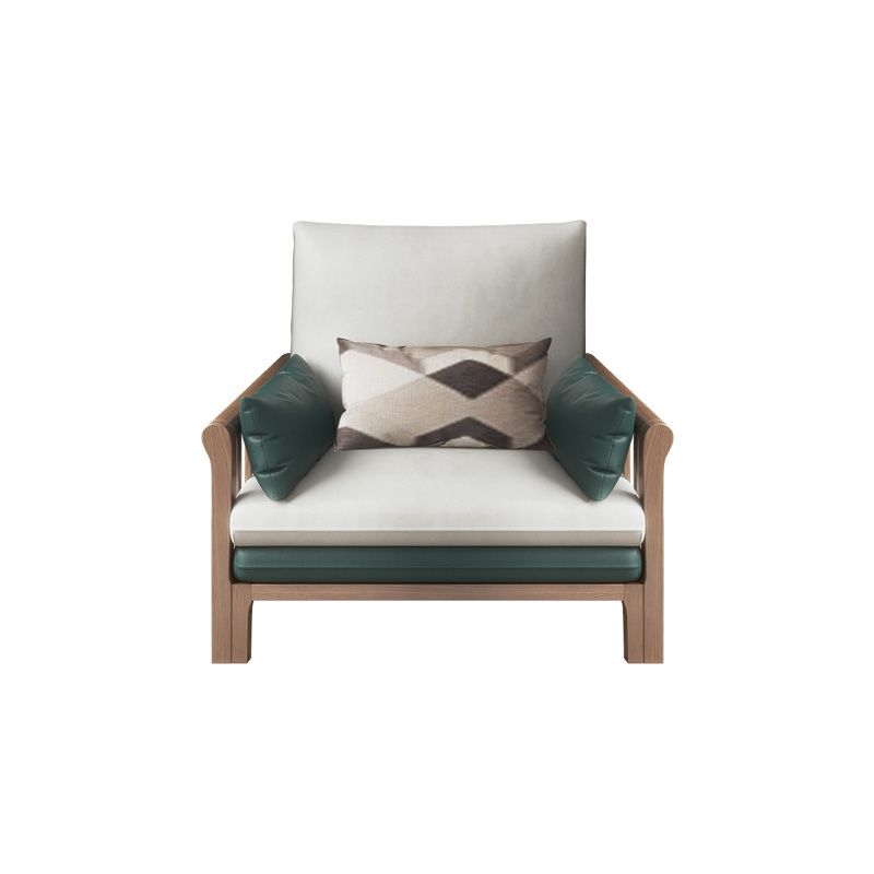 Contemporary Stationary Linen Square Arm Cushion Back Sofa & Chaise