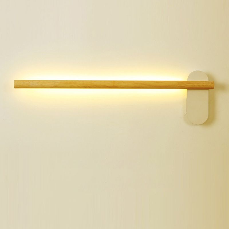 Wooden Round Bar Wall Mounted Vanity Light Nordic Style Vanity Fixture for Bathroom