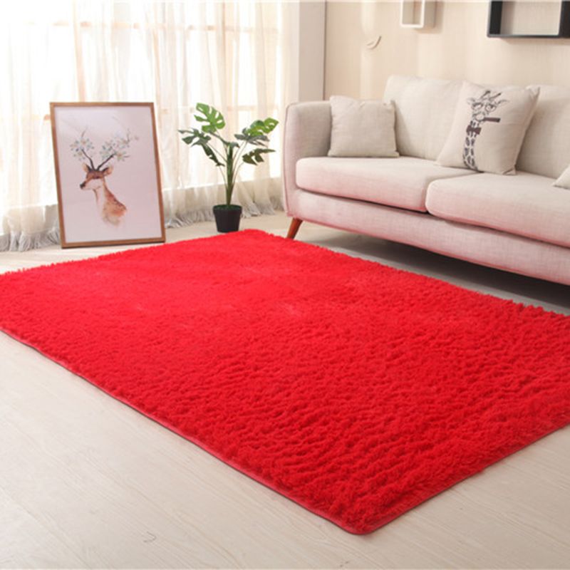 Alfombra de dormitorio redondea área de pelusa sólida poliéster alfombra de interior resistente a manchas casuales