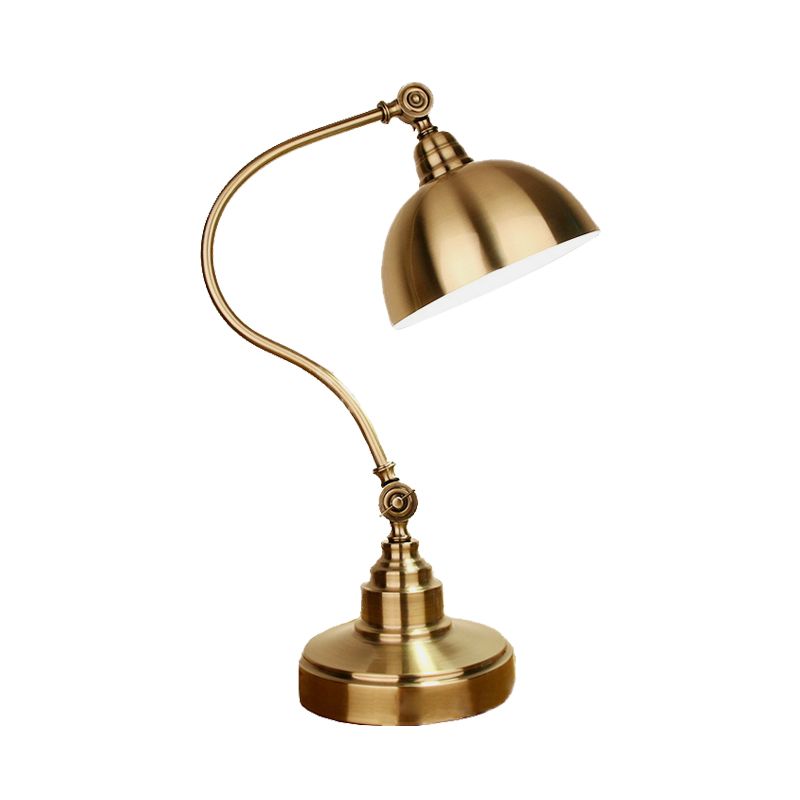 GOOEN CEK ARM STUDIEKAMER TABEL LICHT VINTAGE METALLISCHE GOUD -plug -in LED -taaklamp met koepelschaduw