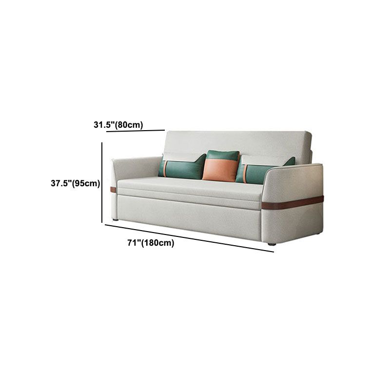 Stain Resistant Sofa Bed Grey Flared Arm Sofa with 3 Pillows