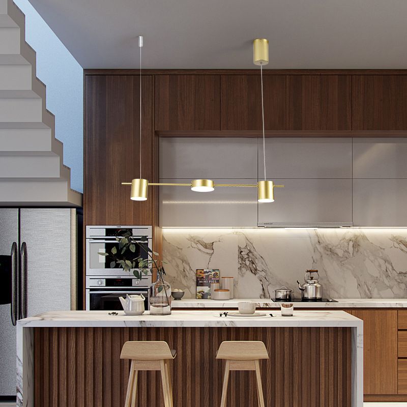 Modernism 3/5/6-Light Ceiling Light LED Kitchen Island Lighting in Golden/Black