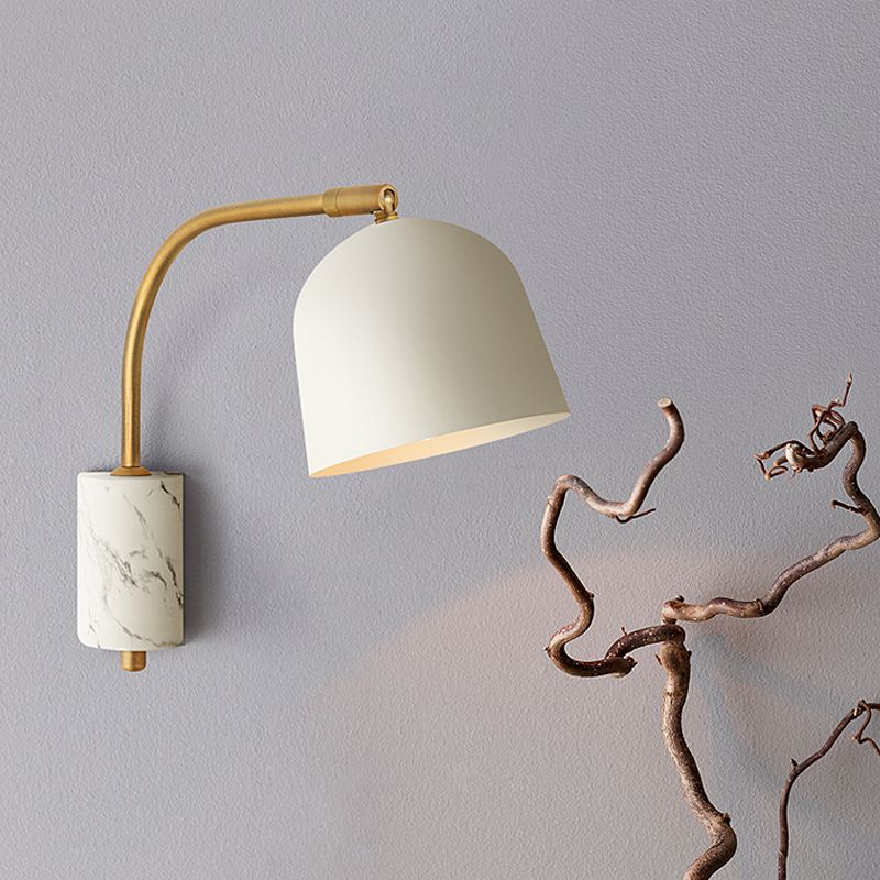 Contemporary 1 Head Sconce White/Blue/Brass Domed Wall Mounted Light Fixture with Metal Shade