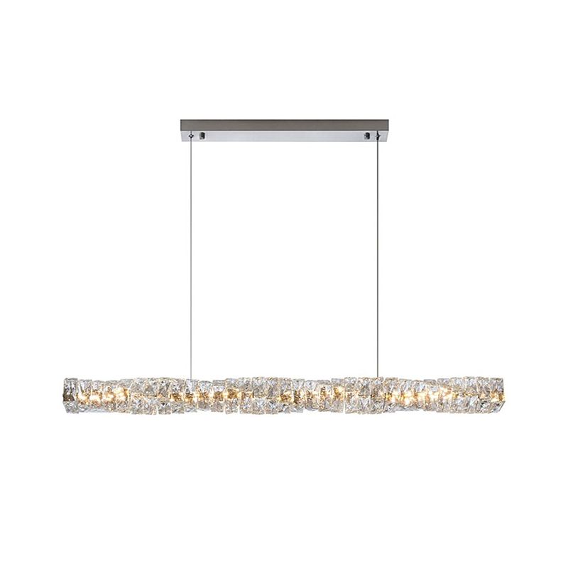 Modern Style Island Light 1-Light Island Hanging Light with Crystal Shade for Dining Room