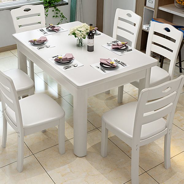 Solid Wood Table Rectangular Dinner Table with 4 Legs for Home
