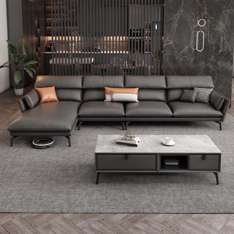 Stain Resistant Modernism Sofa & Chaise Flared Arm Sectional