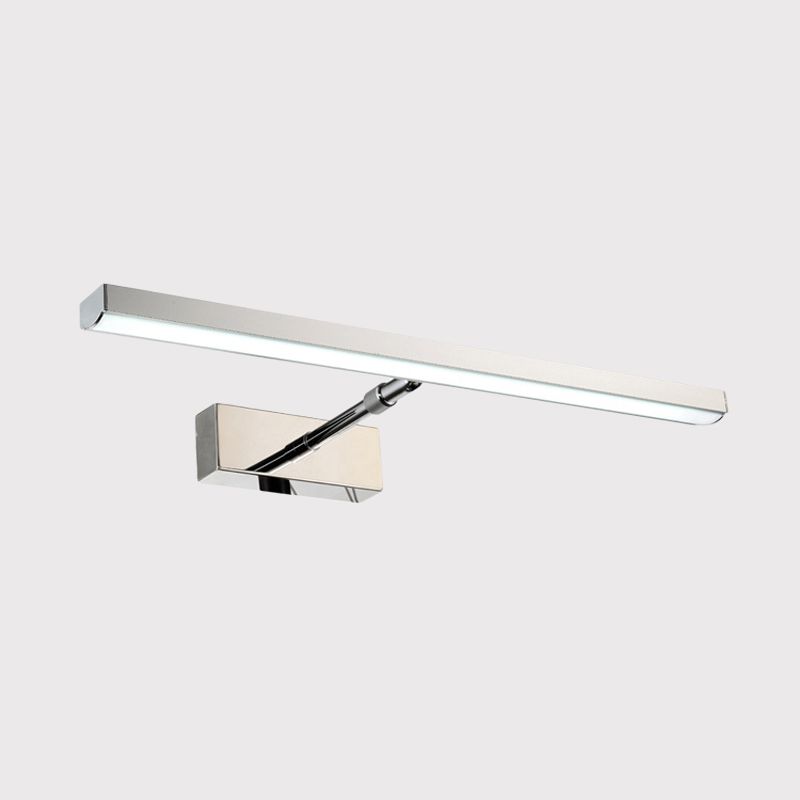 Metallic Linear Wall Mounted Lighting Modern LED Wall Vanity Light in Chrome, Warm/White Light