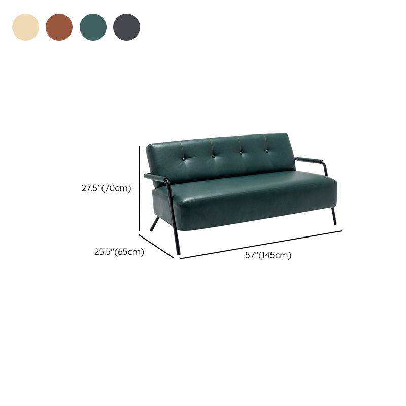 25.59" Wide Faux Leather Sofa 3 Seater Tufted Back Sofa for Living Room