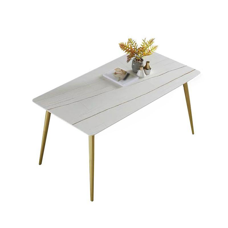 1/4/5/7 Pcs Metal Glam Dining Room Set with Rectangle Table and Leather Chairs Dining Set