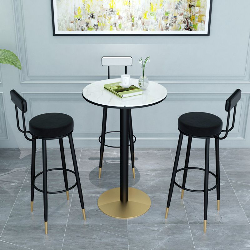 1/3/4/5 Pieces Glam Iron Bar Table Set Round Bistro Set with Black Faux Marble Top