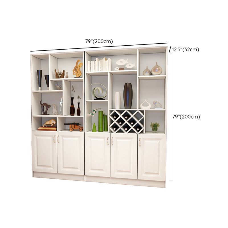 White Manufactured Wood Kitchen Wine Holder with Storage Cabinet
