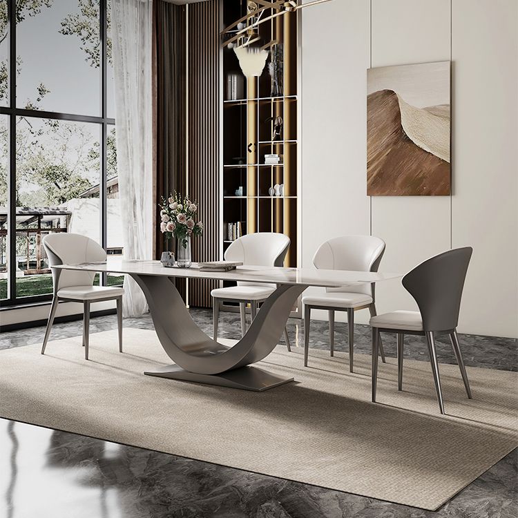 Designer Style Stone Top Dining Set Rectangle 1/3/4/5/7 Pieces Dining Room Table Set