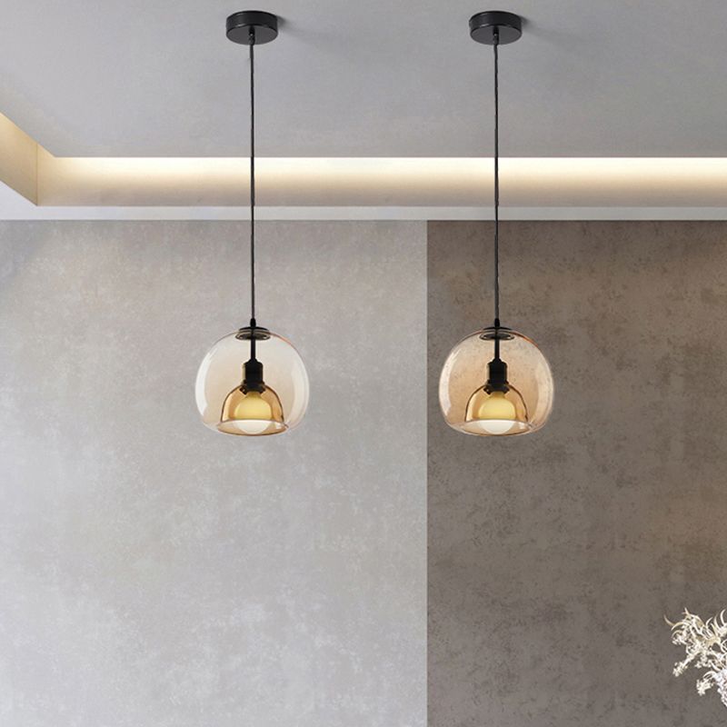 Global Hanging Light Kit Glass 1-Light Modern Modern plafond Light for Dining Room