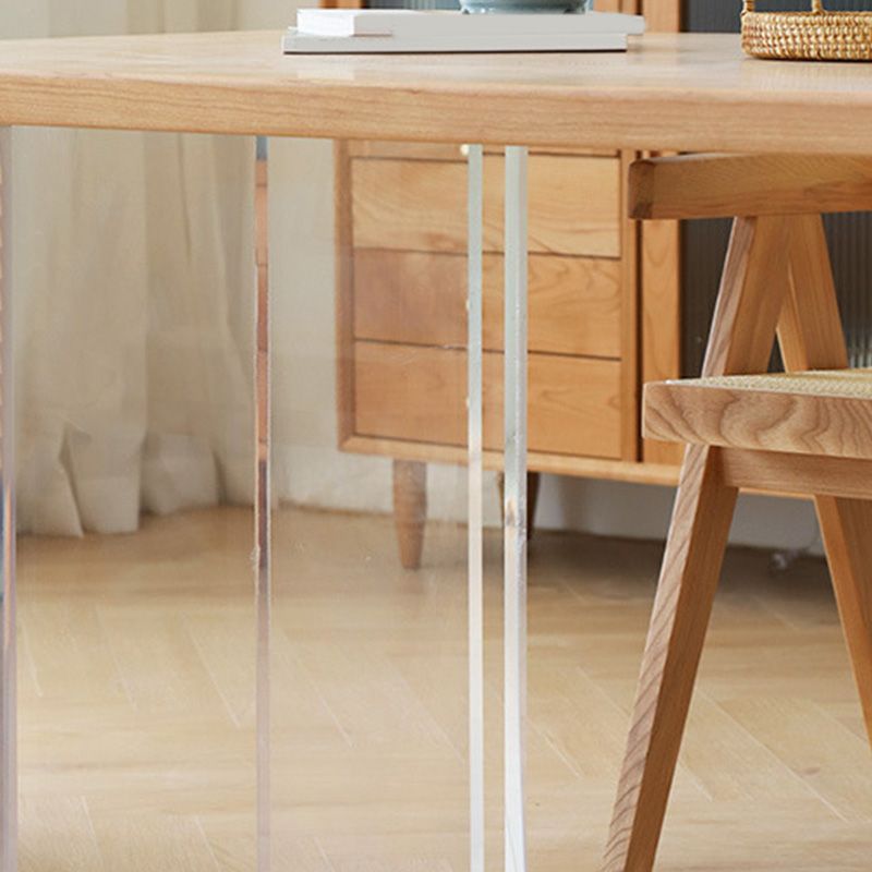 Glam Rectangle Table Wooden Table with Acrylic Legs for Home