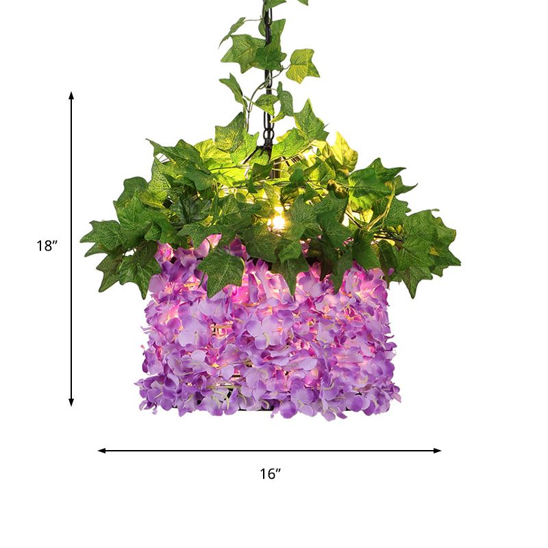 12 cabezas de lámpara de metal iluminación industrial y rosa restaurante de jaula de pájaros de aves de color rosa accesorio de iluminación suspendido con planta deco