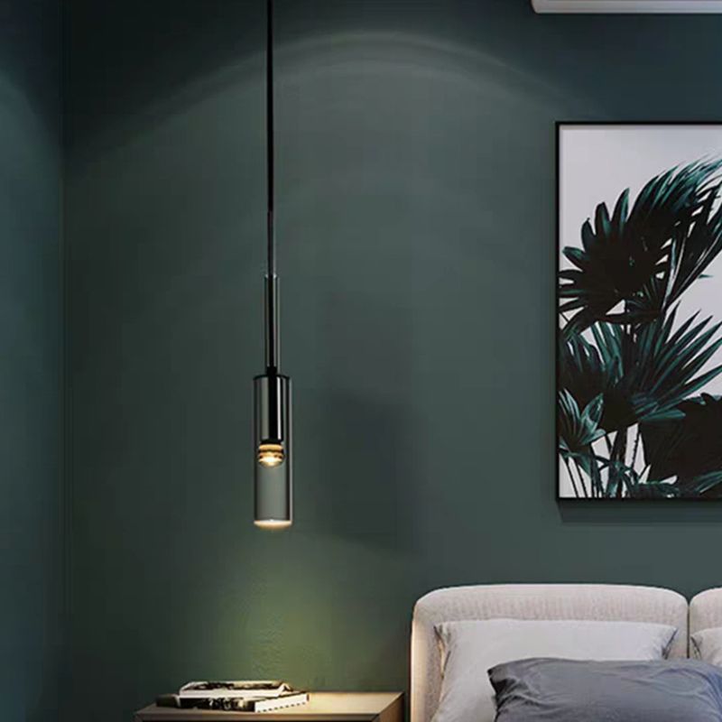 Cylindrical Shape Crystal Chandelier Pendant Light Simple Modern Style Indoor Ceiling Hanging Light