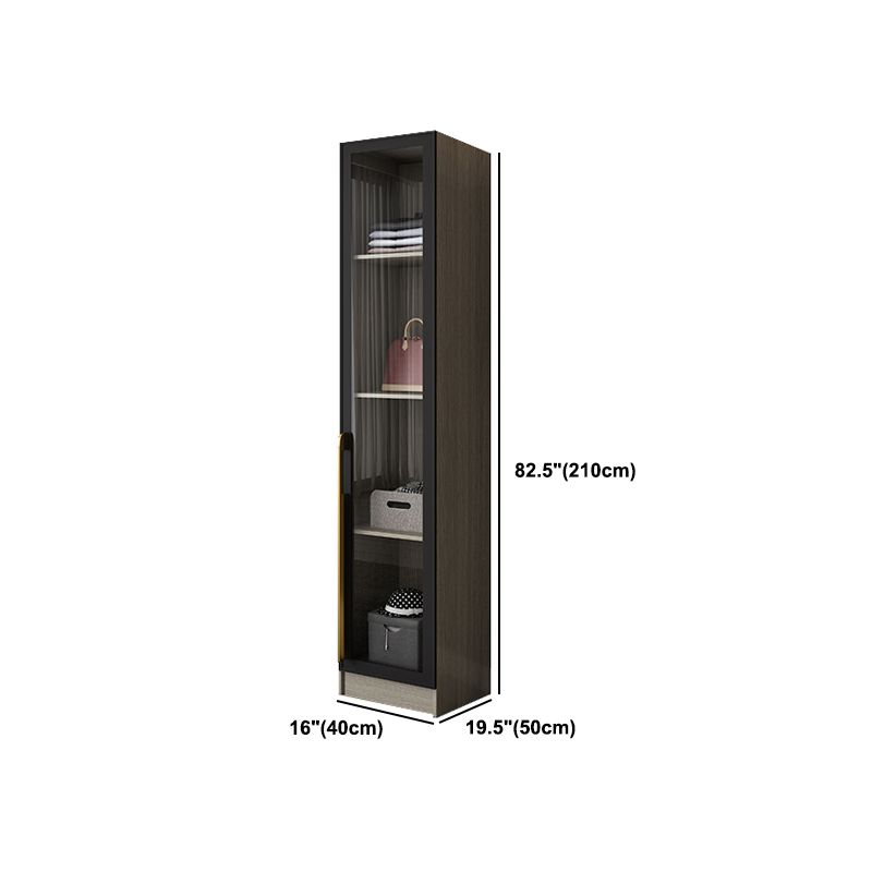 Contemporary Style Wardrobe Gray Colour Glass Wardrobe Closet
