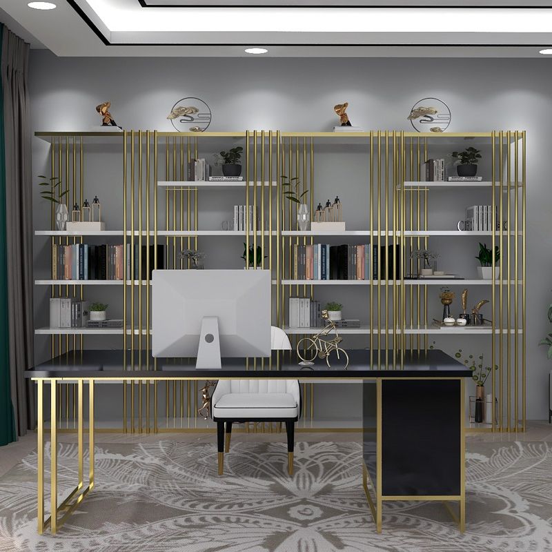 82.67 "H Bookshelf Gold Style Open Back Bookcase para la sala de estudio del Ministerio del Interior