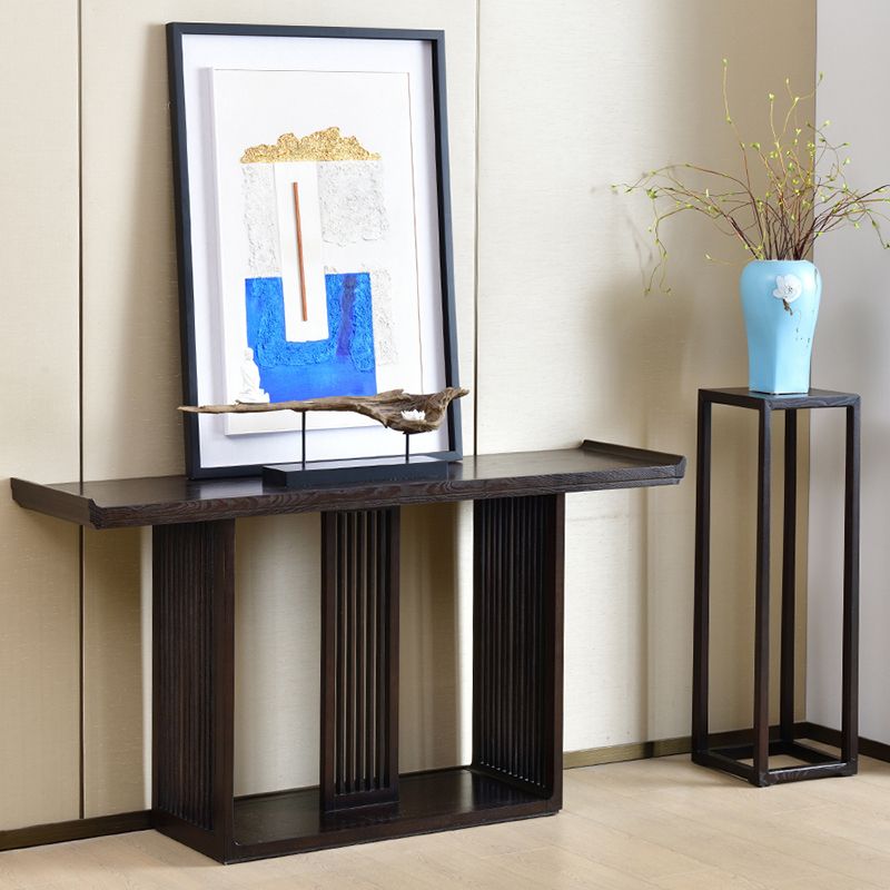 Rectangle Shape Contemporary Console Table Dark Brown Ash Console Sofa Table