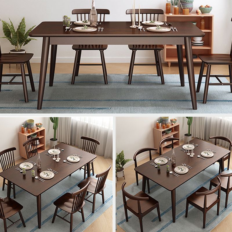 Zeitgenössisches Rechteck Esstisch Gummiholz ​​Massivholz Tisch mit 4 Beinen für das Abendessen in der Küche zu Hause