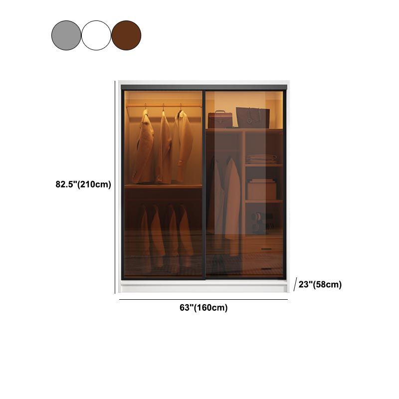 Modern Wardrobe for Home Mirrored Finish Cabinet with Glass Doors