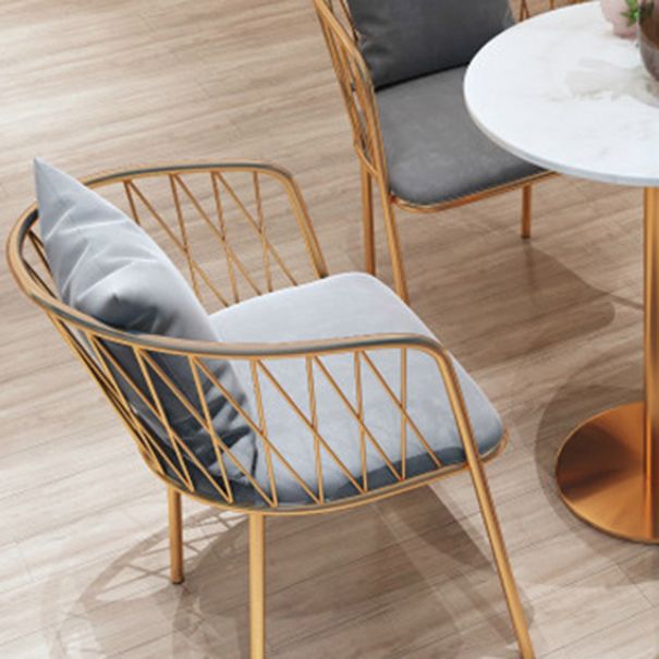 Glam Style Faux Marble Dining Set Round 1/2/3/4/5 Pieces Dining Set for Home Use