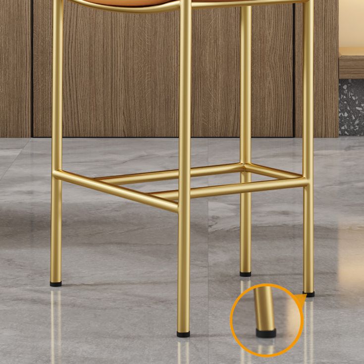 Glam Counter Height Stool Armed Upholstered Bar Stools with  Metal Base